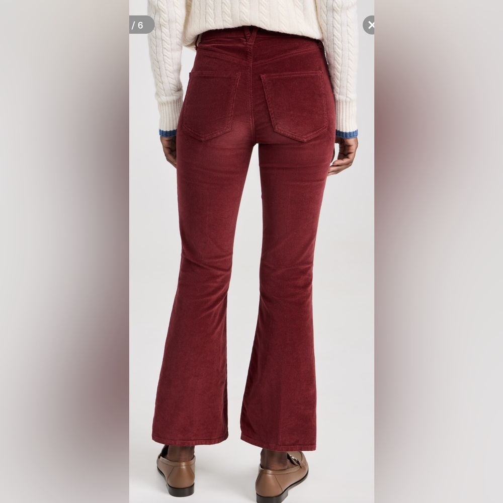Veronica beard Carson cord high rise ankle flare in oxblood, size 27 - Picture 9 of 16